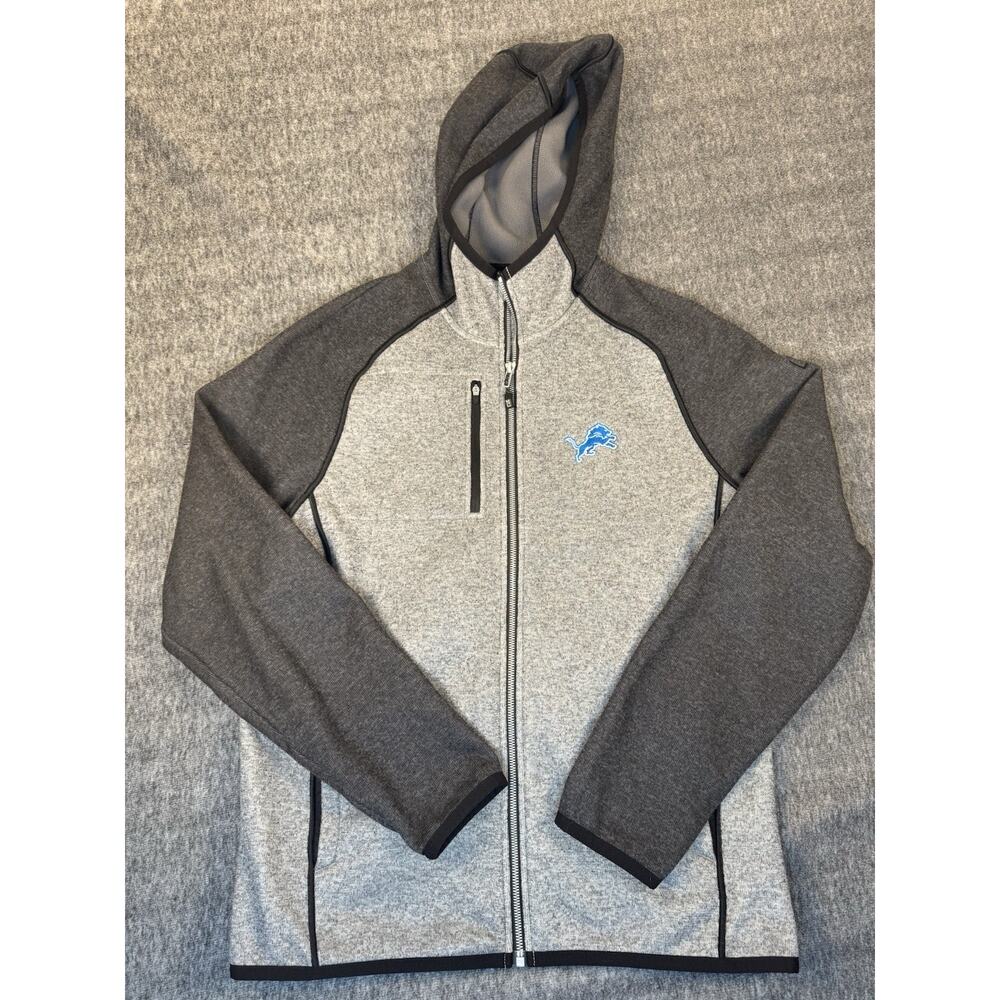 Mens Cutter Buck Gray Fleece Detroit Lions Full Zip Jacket Large